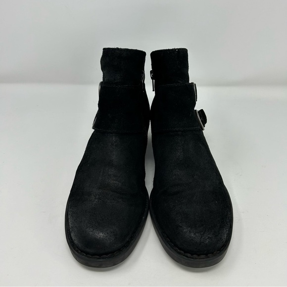 Born Adler Black Suede Leather Comfort Ankle Boots Size 9 Double Buckle Detail - Picture 4 of 13